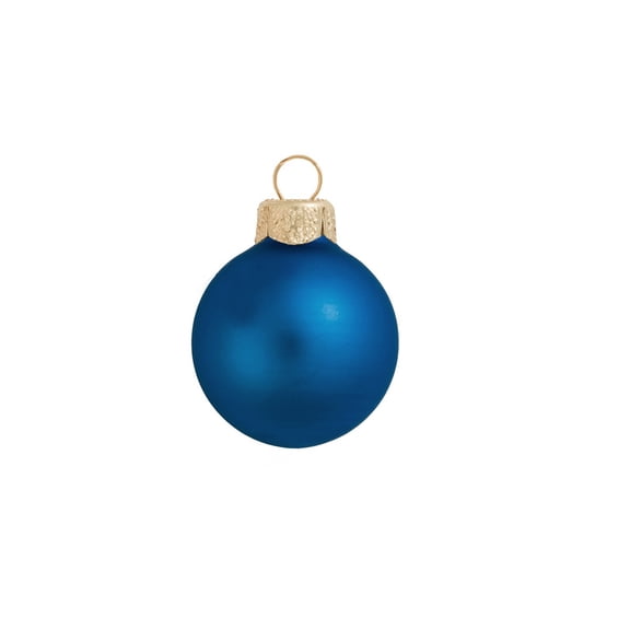 28ct Matte Cobalt Blue Glass Christmas Ornaments 2" (50mm)