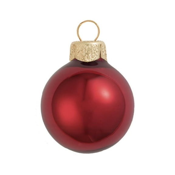 28ct Pearl Burgundy Red Glass Ball Christmas Ornaments 2" (50mm)
