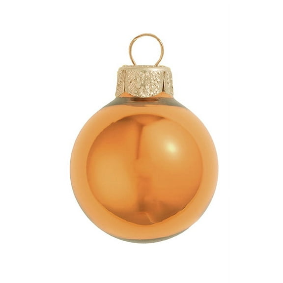 Whitehurst Small Pearl Finish Glass Christmas Ball Ornaments - 2" (50mm) - Burnt Orange - 28ct