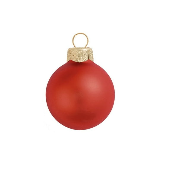 Whitehurst Small Matte Finish Glass Christmas Ball Ornaments - 2" (50mm) - Fire Orange - 28ct