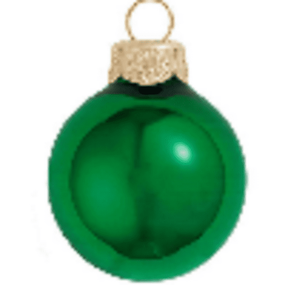 Whitehurst Small Shiny Finish Glass Christmas Ball Ornaments - 2" (50mm) - Green - 28ct