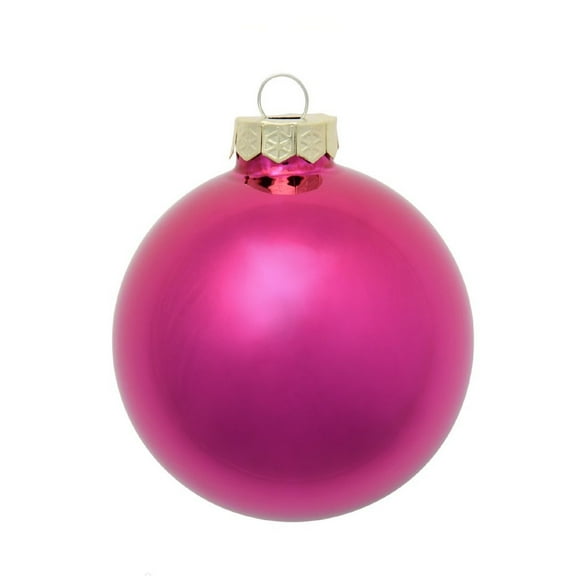 28ct Shiny Raspberry Pink Glass Ball Christmas Ornaments 2" (50mm)