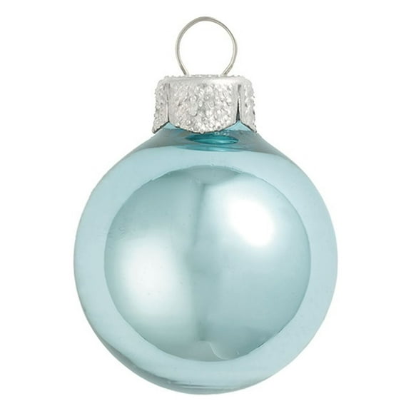 Whitehurst Mini Shiny Finish Glass Christmas Ball Ornaments - 1.5" (40mm) - Baby Blue - 40ct
