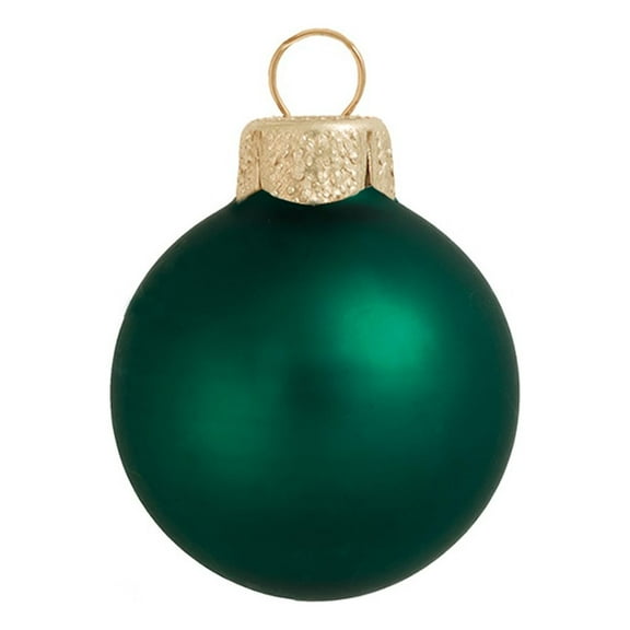 Whitehurst Mini Matte Finish Glass Christmas Ball Ornaments - 1.5" (40mm) - Emerald Green - 40ct