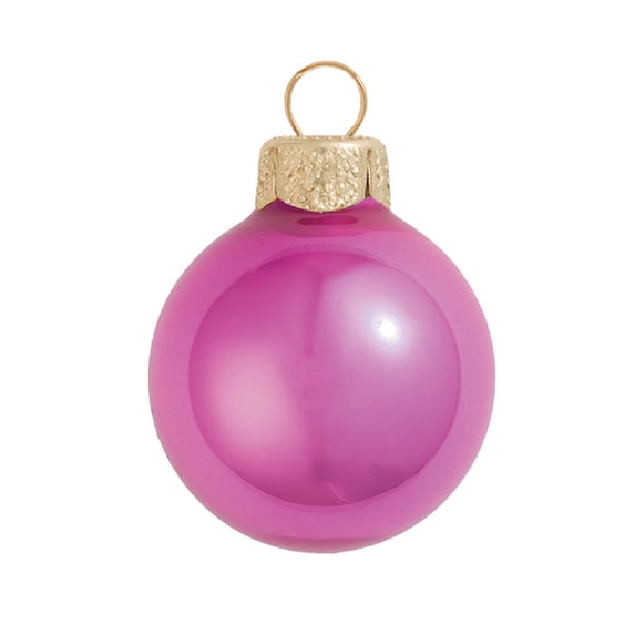 Whitehurst Petite Shiny Finish Glass Christmas Ball Ornaments - 1.25" (30mm) - Lipstick Pink - 40ct