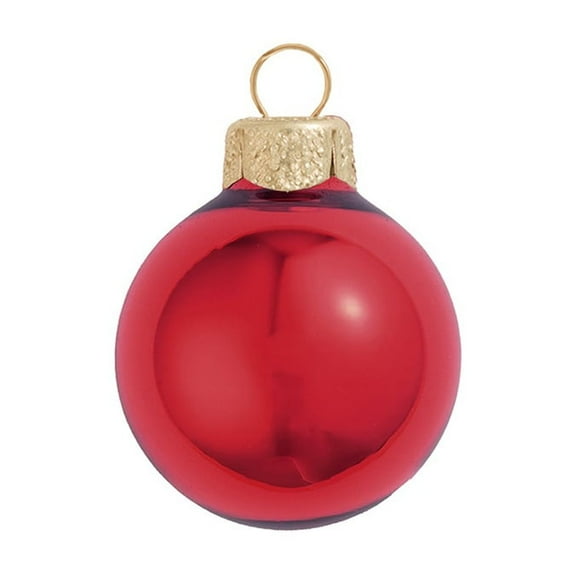Whitehurst Mini Shiny Finish Glass Christmas Ball Ornaments - 1.5" (40mm) - Red - 40ct