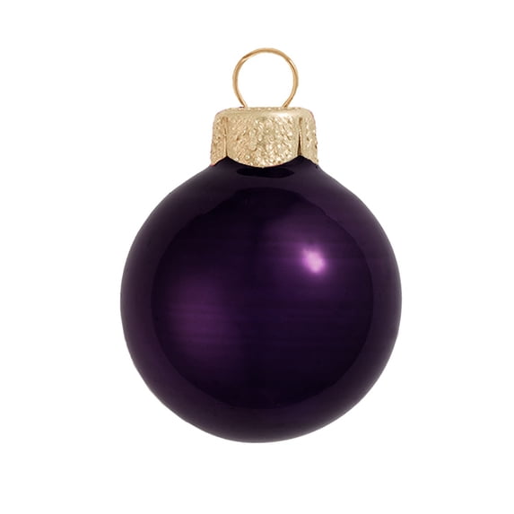 Whitehurst Pearl Finish Glass Christmas Ball Ornaments - 4.75" (120mm) - Purple - 4ct