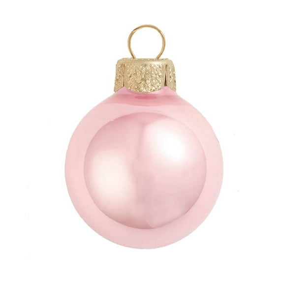 Whitehurst 6ct Pale Pink Pearl Finish Glass Christmas Ball Ornaments - 4" (100mm)