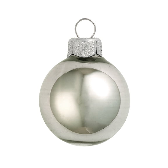6ct Shiny Pewter Gray Glass Ball Christmas Ornaments 4" (100mm)