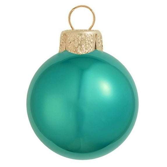 Whitehurst Pearl Glass Christmas Ball Ornaments - 3.25" (80mm) - Turquoise Green - 8ct