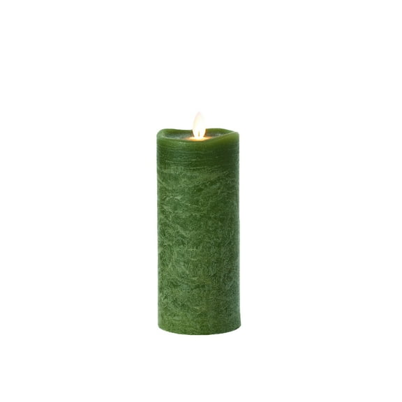Whitehurst Battery Operated Flameless LED Frosted Pillar Candle - 7" - Green
