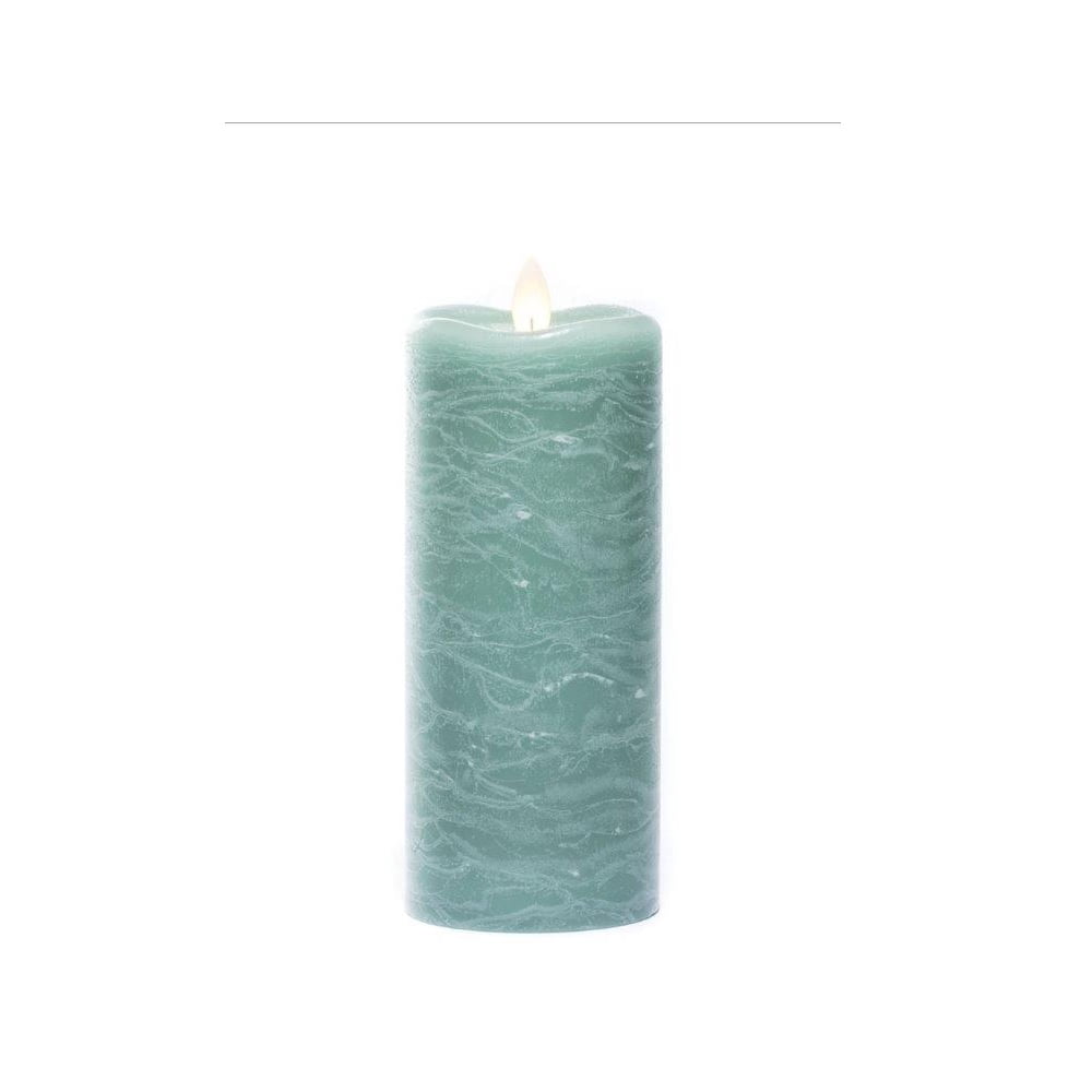 Whitehurst Battery Operated Flameless LED Frosted Pillar Candle - 7" - Sea Green