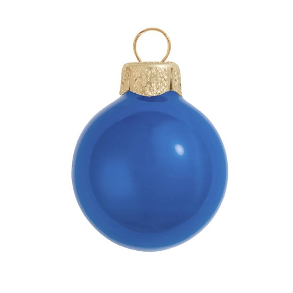 Whitehurst Pearl Finish Glass Christmas Ball Ornament - 7" (180mm) - Blue Delft