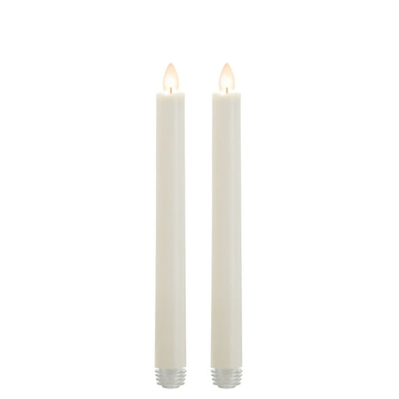 Whitehurst Set of 2 White Battery Operated Flameless LED Tapers 9"