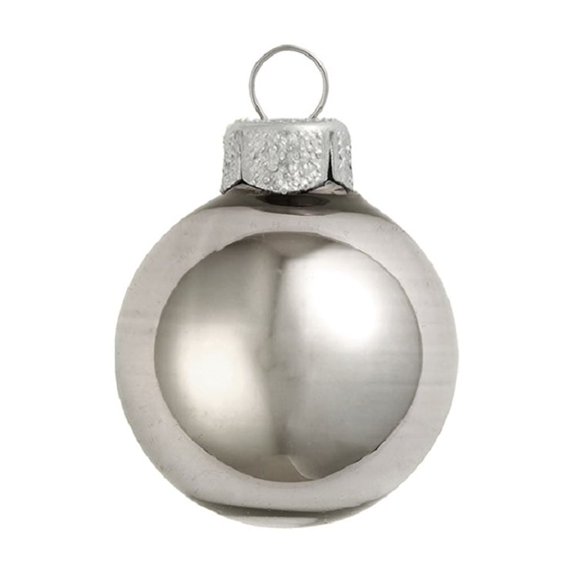 Whitehurst Petite Shiny Finish Glass Christmas Ball Ornaments - 1.25" (30mm) - Silver - 40ct