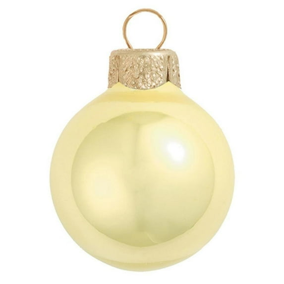 Whitehurst Pearl Finish Glass Christmas Ball Ornament - 7" (180mm) - Soft Yellow