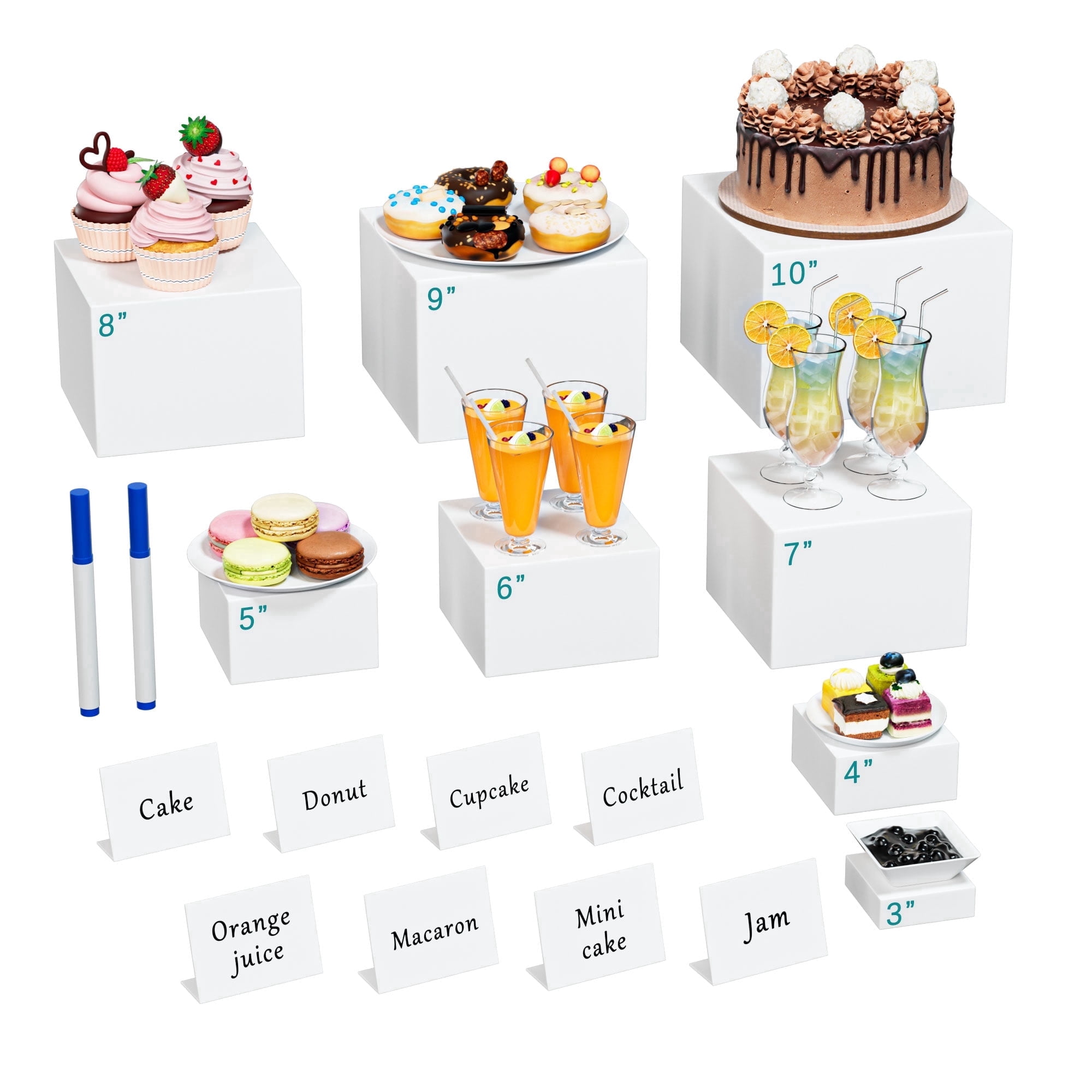W Riser On Buffet Whitejianpeak 8 Pcs Buffet Risers and Stands, Acrylic Buffet Riser with ...