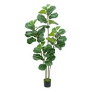 Whitejianpeak Artificial Fiddle Leaf Fig Tree 6FT, Large 4-Stalk Faux Ficus Lyrata with Lifelike Foliage, Tall Fake Floor Plants for Indoor Home Office Living Room Decor, Low Maintenance Fake Tree