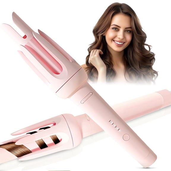 Whiteleopard Auto Hair Curler, Automatic Curling Iron with 4 Temperature & 3 Timer, Automatic Shut-Off, Anti-Scald, Anti-Tangle Rotating Curling Wand for Hair Styling Pink