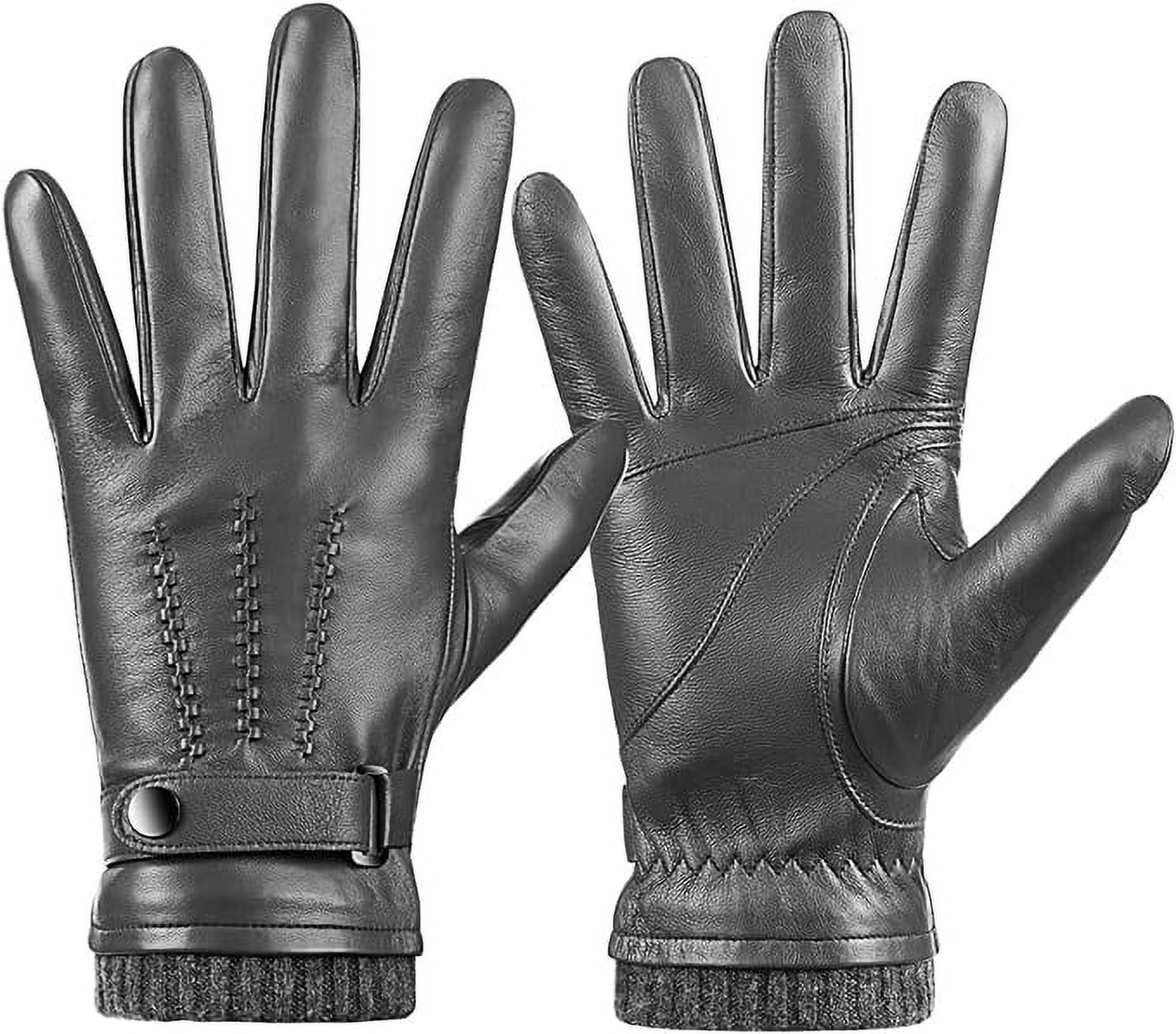 Whiteleopard Men's Winter Sheepskin Leather Gloves with Cashmere Lining, Keep Warm and Use Your Touchscreen Devices, Ideal for Outdoor Activities and Driving - image 1 of 6