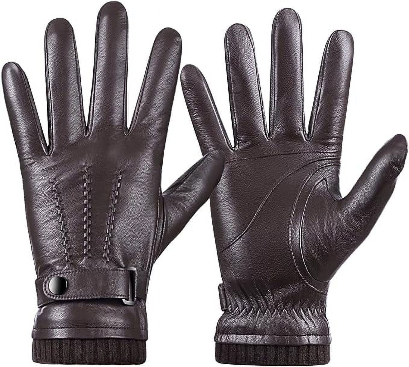 Whiteleopard Men's Winter Sheepskin Leather Gloves with Cashmere Lining, Keep Warm and Use Your Touchscreen Devices, Ideal for Outdoor Activities and Driving - image 1 of 6