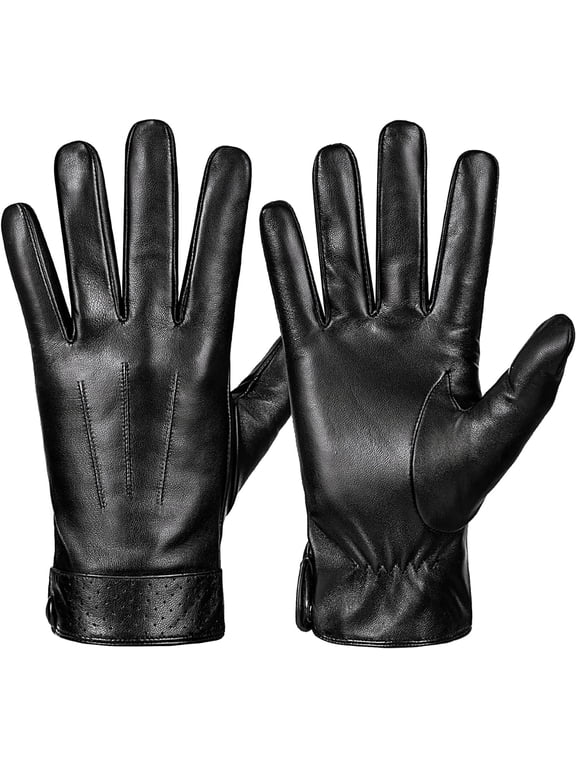 Men's Winter Sheepskin Leather Gloves, Toasty Touchscreen Texting, Ideal for Driving and Motorcycle Riding
