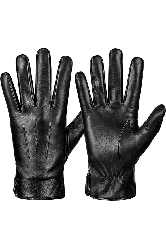 Men's Winter Sheepskin Leather Gloves, Toasty Touchscreen Texting, Ideal for Driving and Motorcycle Riding