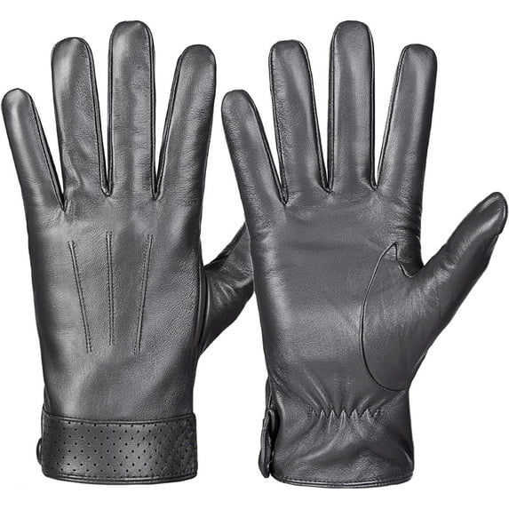 Whiteleopard Men's Sheepskin Leather Gloves with Insulation, Touchscreen Compatible, Winter Driving and Motorcycle Use
