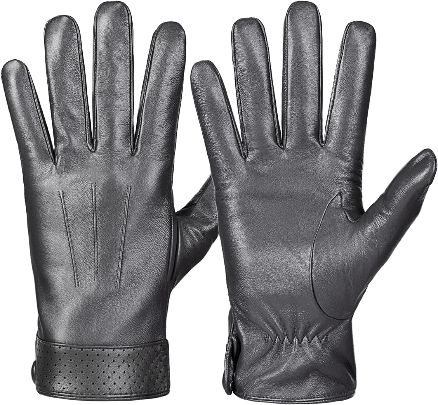 Whiteleopard Men's Winter Sheepskin Leather Gloves, Toasty Touchscreen Texting with Cashmere Lining, Ideal for Driving and Motorcycle Riding - image 1 of 7