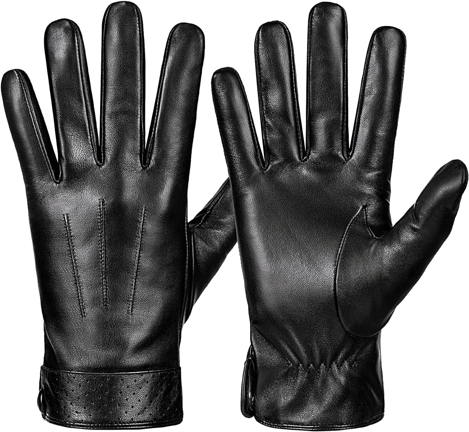 Whiteleopard Men's Winter Sheepskin Leather Gloves, Toasty Touchscreen Texting with Cashmere Lining, Ideal for Driving and Motorcycle Riding - image 1 of 7