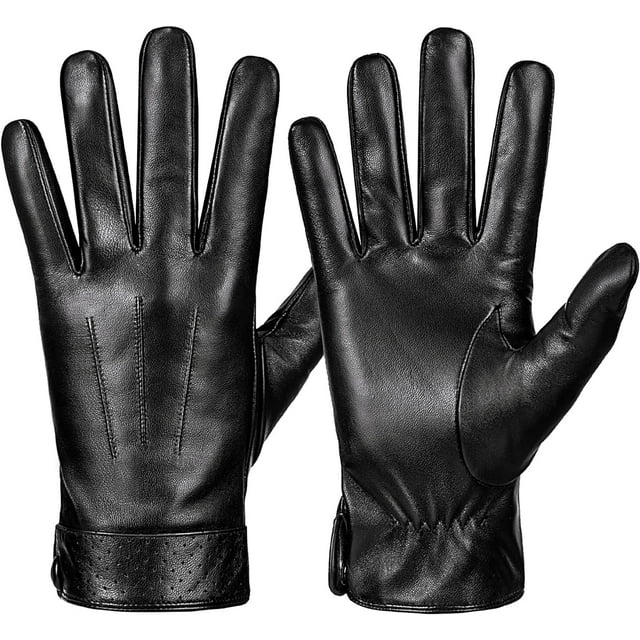 Whiteleopard Men's Winter Sheepskin Leather Gloves, Toasty Touchscreen Texting with Cashmere Lining, Ideal for Driving and Motorcycle Riding