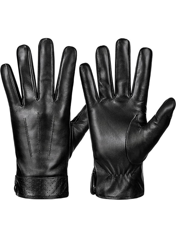Whiteleopard Men's Winter Sheepskin Leather Gloves, Toasty Touchscreen Texting with Cashmere Lining, Ideal for Driving and Motorcycle Riding