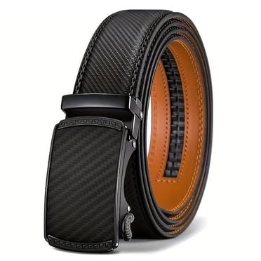 Whiteleopard Men‘s Ratchet Belt – Automatic Slide Buckle Belt for Business Casual Black