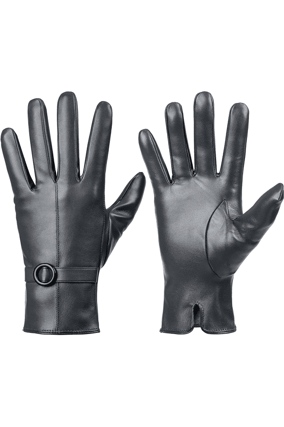 Winter Lambskin Leather Women's Gloves with Touchscreen Texting and Warm Driving Function