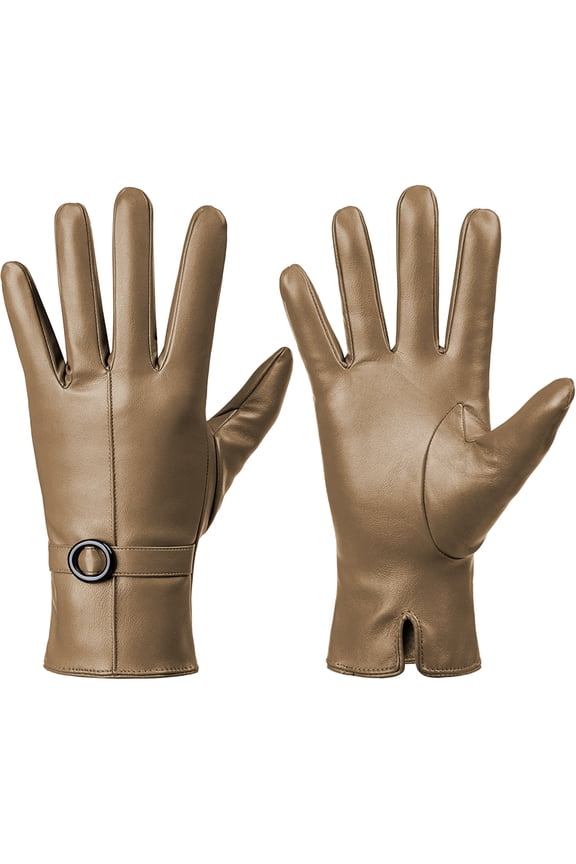 Winter Lambskin Leather Women's Gloves with Touchscreen Texting and Warm Driving Function