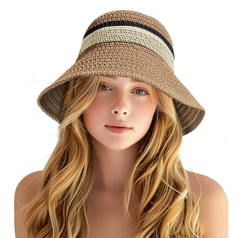 Whiteleopard Women Wide Brim Straw Sun Hat, Foldable Floppy Panama