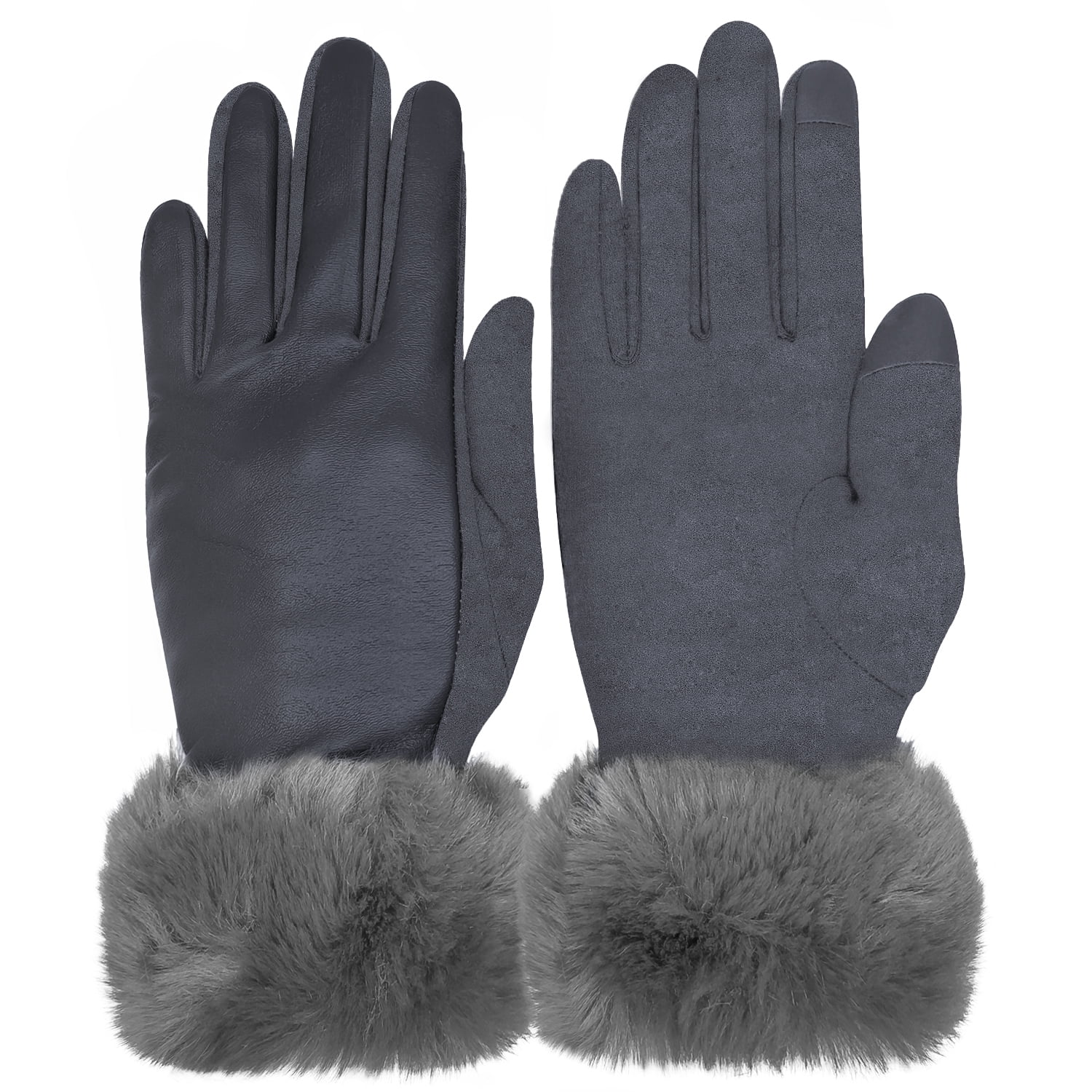Whiteleopard Women Winter Leather Gloves Touchscreen Warm Plain Gloves
