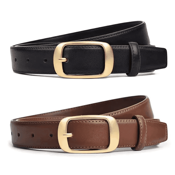 Whiteleopard Women’s Faux Leather Belt with Square Buckle, Adjustable Fashion Waist Belt for Jeans, Dresses and Daily Wear
