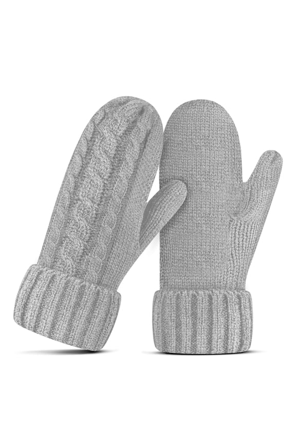 Women's Mittens Winter Thick Gloves- Warm Soft Lining Cozy Hand Warmer Cable Knit Glove Mitten for Women Girls