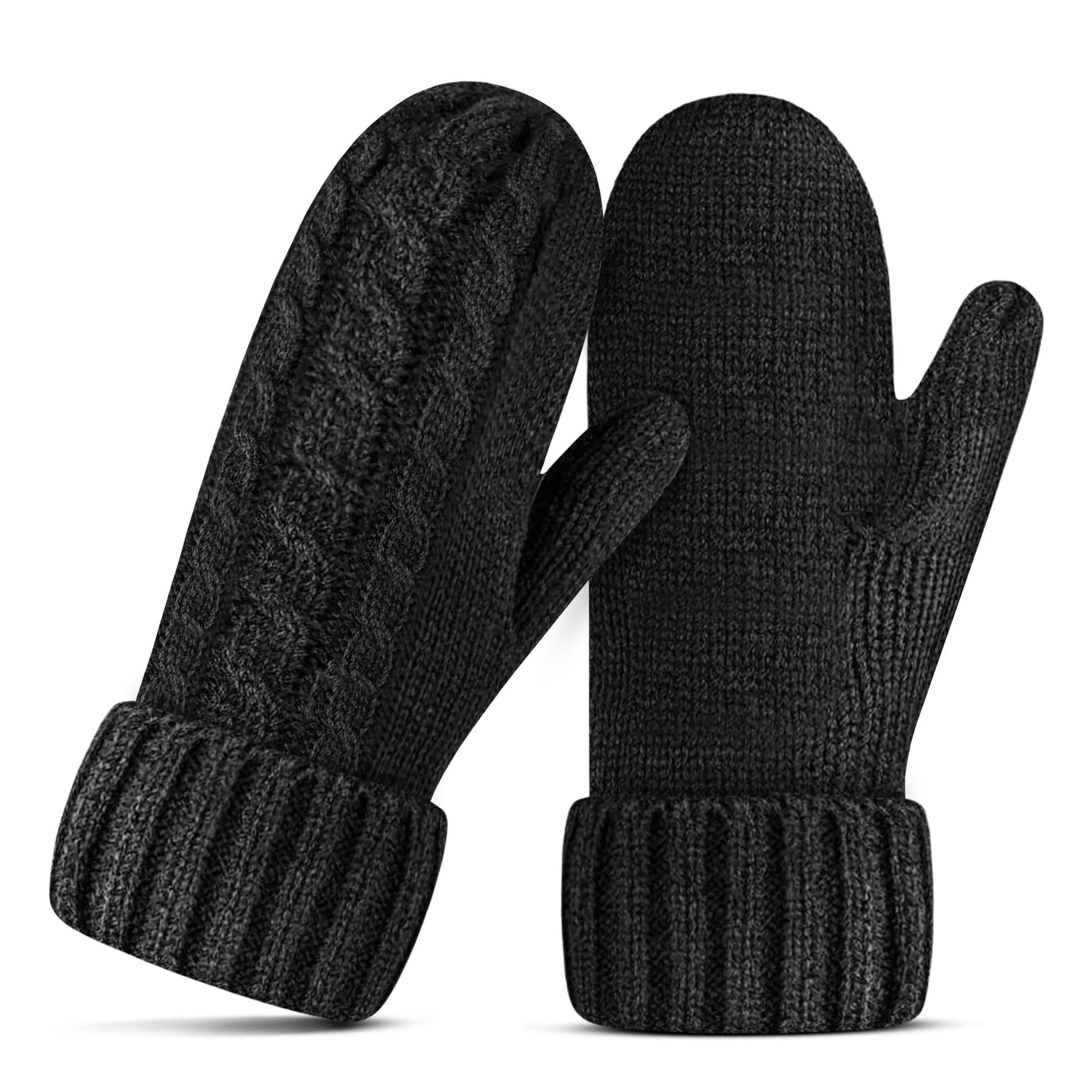Whiteleopard Women's Winter Mittens Thick, Warm, Soft Lining, Cozy Hand Warmer, Cable Knit