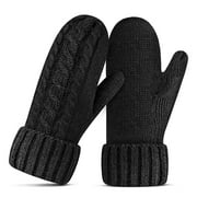 Whiteleopard Women's Mittens Winter Thick Gloves- Warm Soft Lining Cozy Hand Warmer Cable Knit Glove Mitten for Women Girls