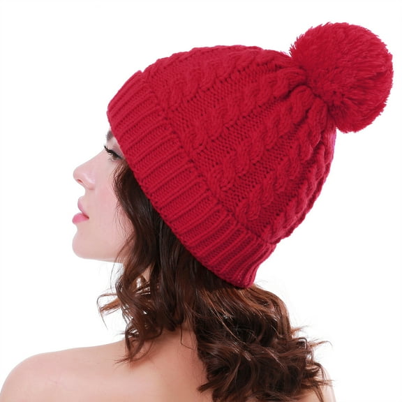 Whiteleopard Women's Winter Beanie Warm Lining - Thick Slouchy Cable Knit Skull Hat Ski Cap