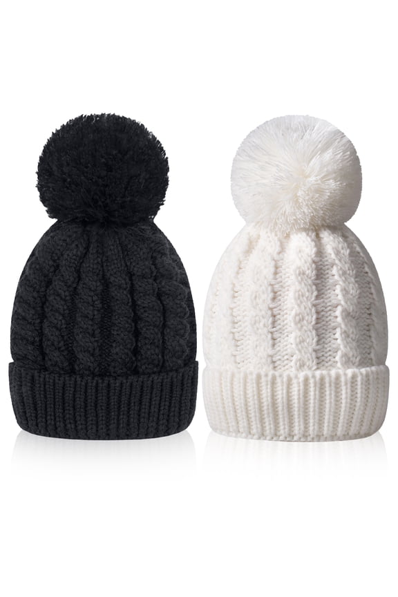 Women's Winter Beanie Warm Lining - Thick Slouchy Cable Knit Skull Hat Ski Cap