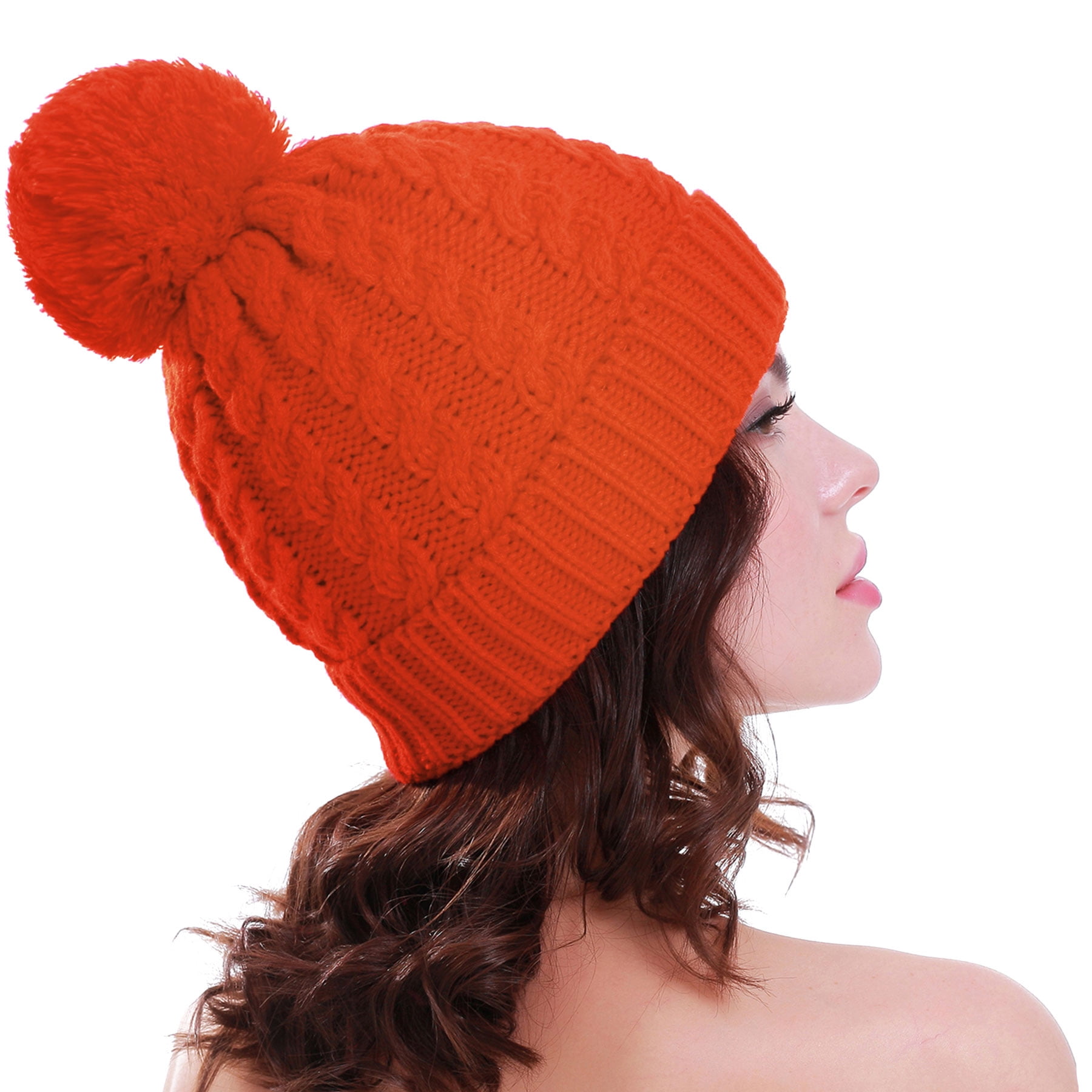 Winter Brush Lined Soft Warm Knit Cap Ski Sock Cuff Cap Womens Warm Trapper  Hat, Orange, One Size : : Clothing, Shoes & Accessories