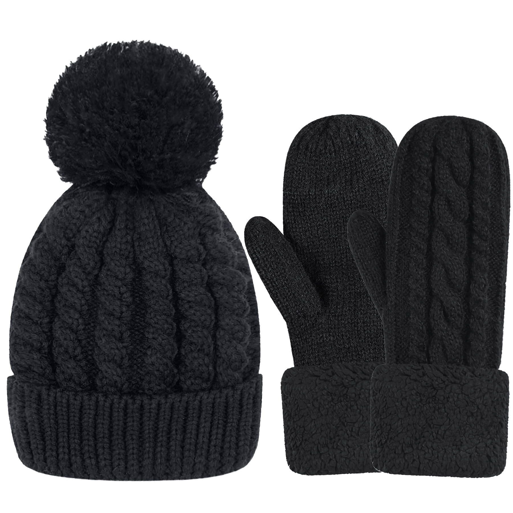 Whiteleopard Women's Winter Gloves Warm Lining Mittens Cozy Wool Knit