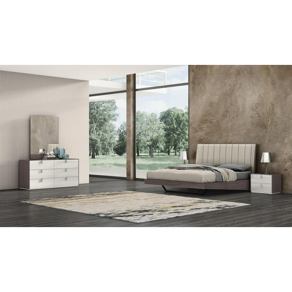 Whiteline Berlin Light Grey Faux Leather King Bed BK1754-GRY/LGRY