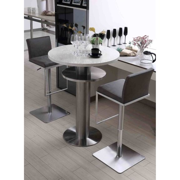 Clay Barstool Grey adjustable height and square stainless steel base.
