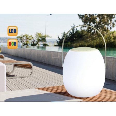 Whiteline Modern Lighting White LED Contemporary Speaker and Portable Lamp