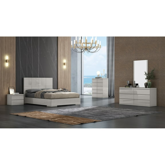 Whiteline Modern Living Anna Bed Queen Platform, Light Grey