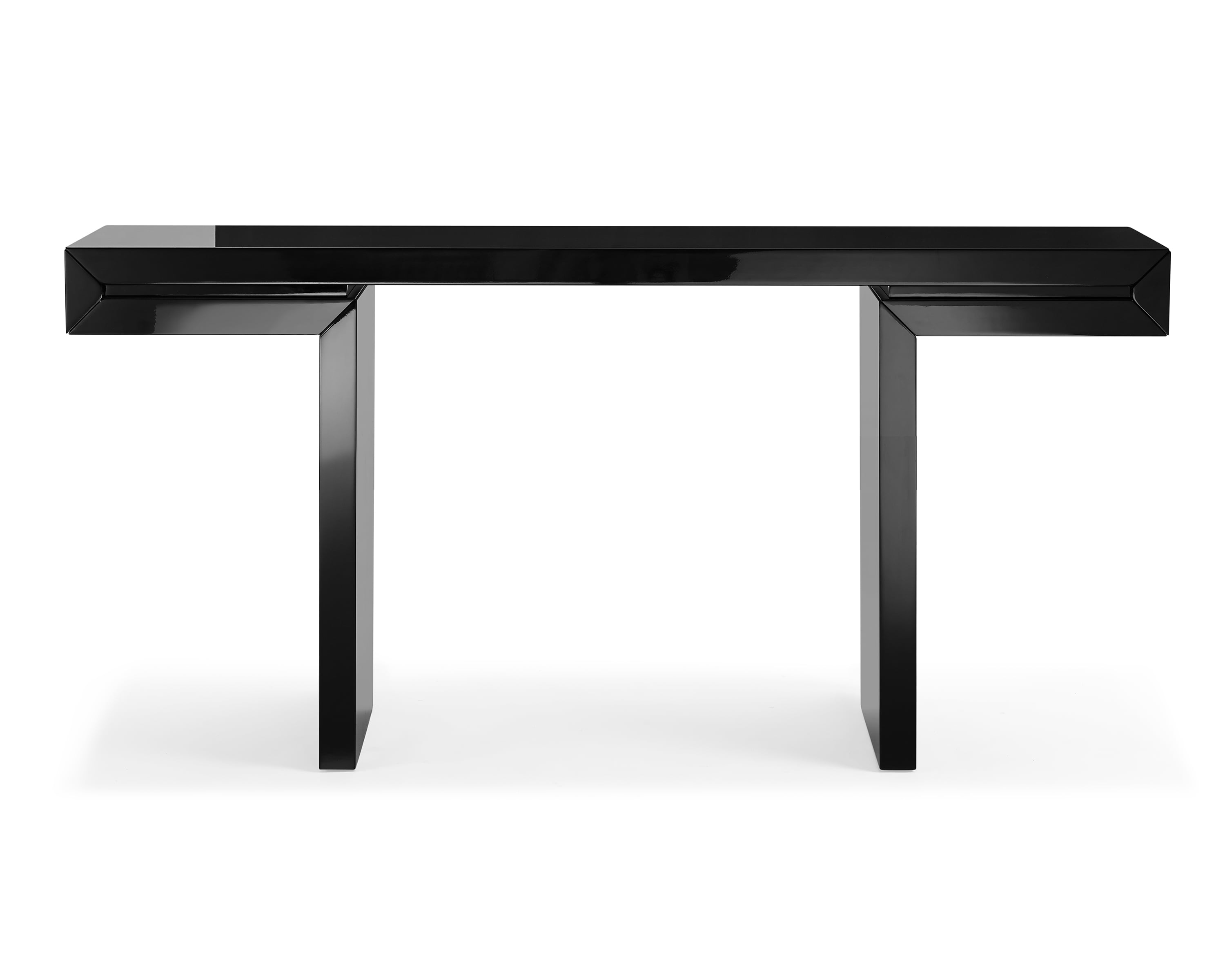 Delaney 63'' High Gloss Black Wood and Metal Console with Storage